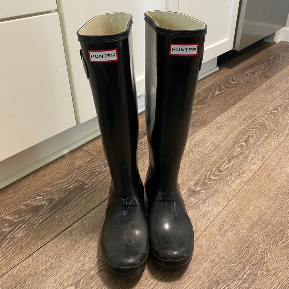 Black Hunter Original Gloss Boots Size 7